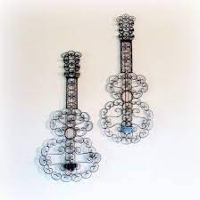 2 Large 60 S Retro Guitar Decor Wrought Iron Metal Art Etsy Metal Artwork Metal Art 60s Retro