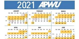 Also month calendars in 2021 including week numbers can be viewed at any time by clicking on one of the above months. Apwu 2021 Pay Holiday Calendar Leave Chart 21st Century Postal Worker