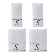 SKL Home by Saturday Knight Ltd. Monogram S" Bath and Hand Towel Set,  White, 4-Pack : Amazon.in: Home & Kitchen