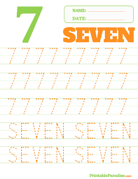 Printable Number 7 Tracing Worksheet Tracing Worksheets Printable Numbers Learning Numbers