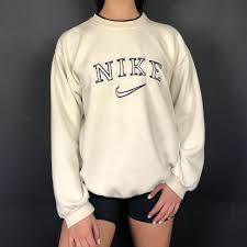 Vintage Nike Spellout Sweatshirt In Cream Vintique Clothing