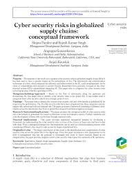 Analyzing computer security is a fresh, modern, and relevant introduction to computer security. Pdf Cyber Security Risks In Globalized Supply Chains Conceptual Framework
