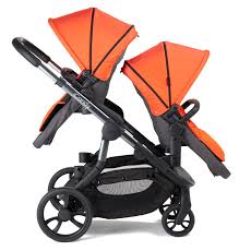 Icandy Orange In Double Mode With Both Seat Unit Facing The Opposite Way Pushchair Icandy Double Strollers