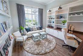 Office Den Guest Room Floor Plan Idea Corner Desk With Built In S Shallow Shelves On Opposite W Home Office Layouts Guest Room Office Home Office Guest Room