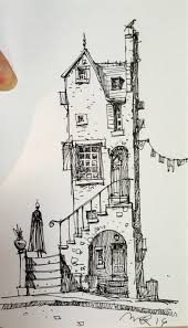 11 Fast Liner Sketch Portraying A Vibrant Shelter And Street Vibe Art Drawings Simple Building Art