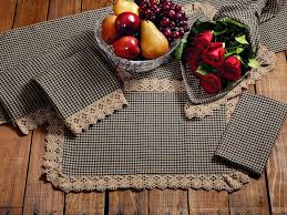 Table Runner 54 Inch Ava Black Tan Gingham Check Lace Trim Primitive Decor Marketstreet Rusticprimitiv In 2020 Black Placemats Primitive Decorating Long Table Runner