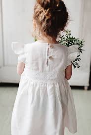 Handmade Linen Dress With Flutter Sleeves Noisyforest On Etsy White Flower Girl Dresses Girls White Dress Girls Dresses Summer