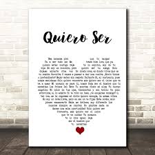 Los Primos Del Este Quiero Ser White Heart Song Lyric Print - Song Lyric  Prints