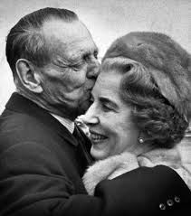 King Frederik of Denmark kissing his wife Queen Ingrid Denmark