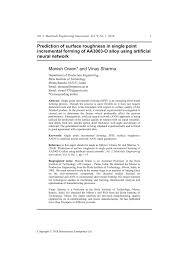 Pdf Prediction Of Surface Roughness In Single Point