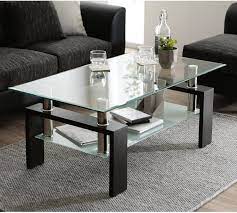 Modern coffee table are also a nice place for keeping books, magazines, and of course, placing your coffee or other drinks while relaxing in the living room. Buy Glass Coffee Table With Lower Shelf Clear Rectangle Glass Coffee Table Modern Coffee Table With Metal Legs Rectangle Center Table Sofa Table Home Furniture For Living Room L5509 Online In Turkey
