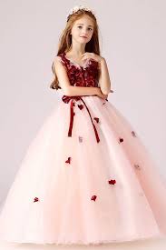 Ball Gown Sleeveless V Neck Flower Girl Dress With Appliques Prom Girl Dresses Girls Ball Gown Flower Girl Dresses