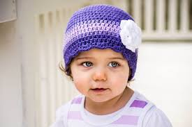 Purple, grape, lavender, & white striped flapper beanie flower hat