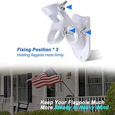 The pole is metal and stout enough for residential use. Gerymu Flag Pole Holder Bracket For House Metal Flagpole Mount Set Wall Heavy Duty Stainless Aluminum Kit For Flag Mounting Outdoor Porch Railing 2 Holding Position 3 Fixing Clamp White 1 Pcs Pricepulse