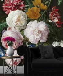 Stilleven Met Bloemen In Een Glazen Vaas Behang Bloemenbehang Behang Bloemen Behang