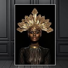 Check spelling or type a new query. Golden Crown African Woman Canvas Painting Black Gold Sexy Model Art Poster Home Wall Art Canvas Decoration Painting Pictures Nordic Wall Decor