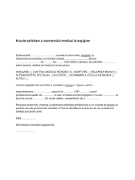 Fisa De Solicitare A Examenului Medical La Angajare
