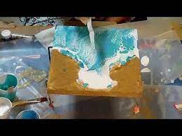 Mermaid Cove Acrylic Pour On Wood Canvas Beach Scene Using Real Sand Sea Glass And Shells Youtube In 2021 Acrylic Pour On Wood Wood Canvas Acrylic Pouring Art