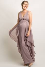 Purple Deep V Ruffle Chiffon Maternity Gown A Sleeveless Chiffon Maternity Gown Featur Maternity Bridesmaid Dresses Dresses For Pregnant Women Maternity Gowns