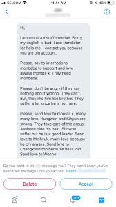 They say out english is bad because we have created our own way of speaking and we're the main ones who do this. Qijae Sur Twitter I Won T Say To Believe This But If This Monsta X Staff Was Fake And Used Our Pain For Something Like This Then Fuck You I