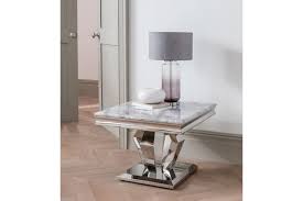 Arturo cream marble and stainless steel chrome coffee table. Vida Living Arturo Grey Marble And Stainless Steel Chrome Lamp Table Furnitureinstore