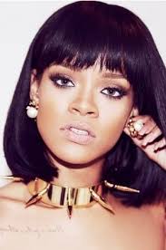 Black Bob With Bangs Wig Rihanna Cute Short Bob Black Hair Full Bangs Lace Wigs Wigs With Bangs Bob Hairstyles Black Bob Hairstyles