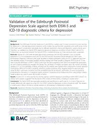 Pdf Validation Of The Edinburgh Postnatal Depression Scale Against Both Dsm 5 And Icd 10 Diagnostic Criteria For Depression