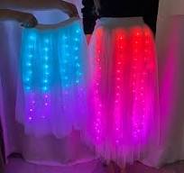 New Arrived LED Luminous Pleated Skirt Transparent Charging Dance Props for Belly Dance Performance Ballet Style Clothing