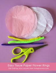 Tissue paper flowers are pretty to look at and can be easily made by kids. Easy Tissue Paper Flower Rings Kids Craft