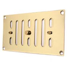 Metal vent covers, wood vent covers, custom vent covers Hit And Miss Air Vent 6 X 3 Polished Brass Unlacquered Broughtons Lighting Ironmongery