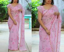Beautiful ribbon work sarees looks classy with plain sarees and. Dazzling Printed Georgette Sequence Embroidery Work Lace Fashionable Saree