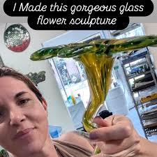 More fun making glass sculptures! I picked up the final product & was  thrilled with this beautiful glass flower I made. I am so grateful for the  opportunity to learn new skills