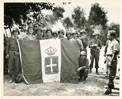 1849 war flag of the roman republic the state flag had no letters. Us Soldiers Posing With A Captured Italian Flag Paestum Italy 1943 The Digital Collections Of The National Wwii Museum Oral Histories