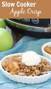 Easy Slow Cooker Apple Crisp Made Completely In The Crock Pot Juicy Spiced Caramel Apple Filli Slow Cooker Apples Slow Cooker Apple Crisp Crock Pot Desserts