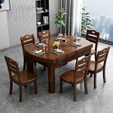 Solid Wood Round Dining Table Foldable