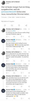 Check spelling or type a new query. Aufregung Wut Boykottaufrufe Amazon Verpasst Alexa Eine Neue Stimme Amazon Watchblog De