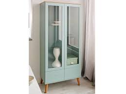 Joan Schrank Vitrine Wohnzimmer Eiche Grun Glass Cabinets Display Home Decor Tenzo