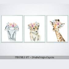 Animal Watercolor Painting Safari Animals Nursery Wall Decor Etsy In 2021 Animal Wall Decor Nursery Girl Animal Nursery Girl Jungle Nursery
