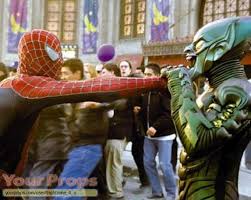 This teaser image standalone looks like it could be for green goblin. Spider Man Green Goblin S Helmet Mask Replica Movie Prop