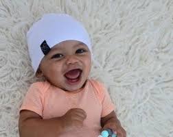 White Lightweight Slouchy Newborn Beanie, Jersey Knit Baby Hat