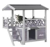 Aivituvin Maison pour Chat en Bois à 2 étages avec Toit imperméable, Balcon  et escaliers latéraux Maison pour Chat d'intérieur : Amazon.fr: Animalerie