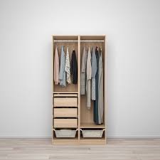 If sliding door, 246cm ceiling height required. Pax Reinsvoll Wardrobe Combination White Stained Oak Effect Grey Green Ikea