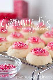 The frosting for these cookies is just . Copycat Granny B S Pink Frosted Sugar Cookies Recipe Kara S Party Ideas Sugar Cookies Recipe Sugar Cookie Frosting Yummy Cookies