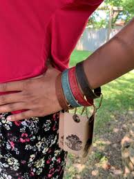 Oak River You Are Enough Typewriter Leather Snap Bracelet In Gray Ginny Marie S