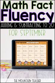 No Prep September Fact Fluency To 20 Math Worksheets Printable And Google Slides Math Fact Fluency Fact Fluency Elementary Math Lessons