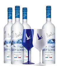 The idea of counting alcohol units was first introduced in the uk in 1987 to help people keep track of their drinking. Grey Goose Vodka 4 Bottles With Branded Blue White Acrylic Glass Reservebar