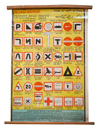 Indian Educational Chart Road Signs Vintage Scroll