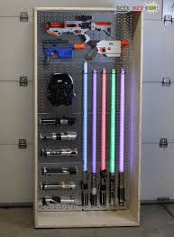 My life homemade diy nerf gun storage wall; Geek Diy Bam Star Wars Lightsabers And Nerf Blasters Part 4 Pegboard Display Cabinet Diy
