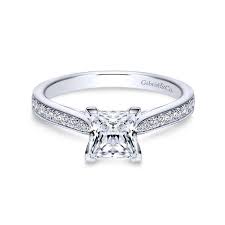 Imagine your princess cut diamond set in a platinum halo of pave diamonds, accented with rose gold. Gabriel Co Bridal 14k White Gold Princess Cut Diamond Engagement Ring Crocker S Jewelers
