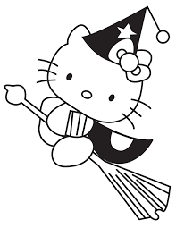 Ppy halloween wtch and broom coloring page. Halloween Witch Coloring Pages Cat Broom Honkingdonkey Coloring Home